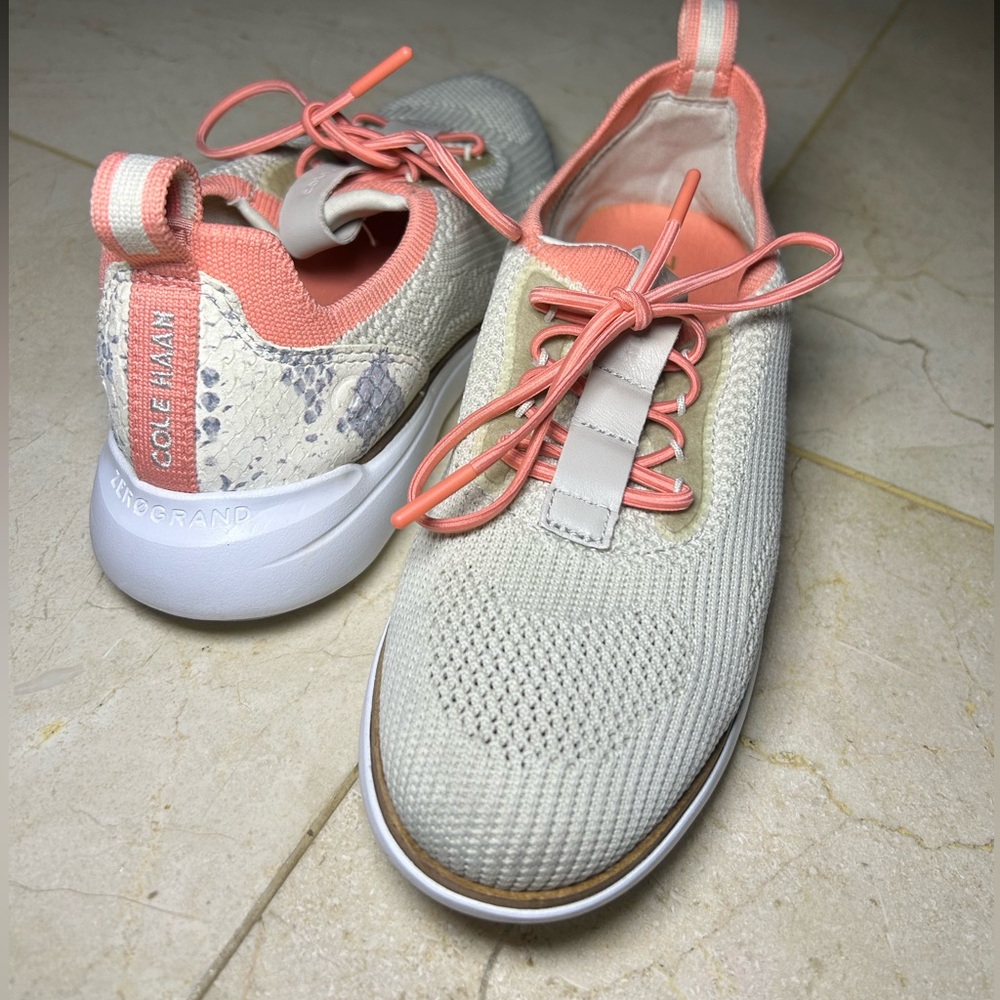 cream and pink sneakers